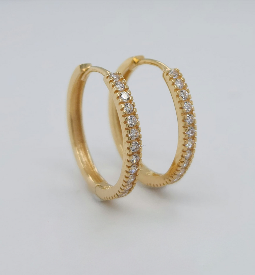 14K Hoops CZ Argollas Earrings