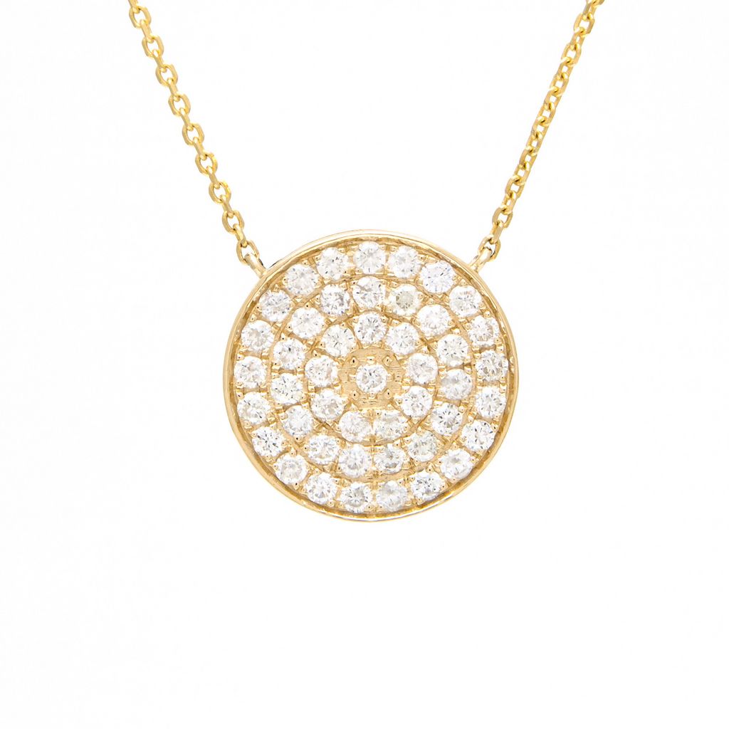 14K Round Round Micro Pave Diamond Necklace