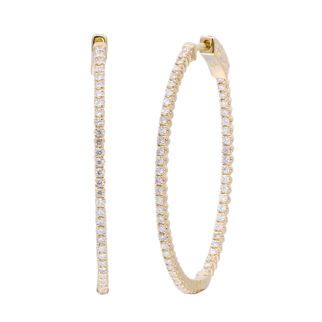 14kt Yellow Gold Natural Diamonds 0.87ct Hoops