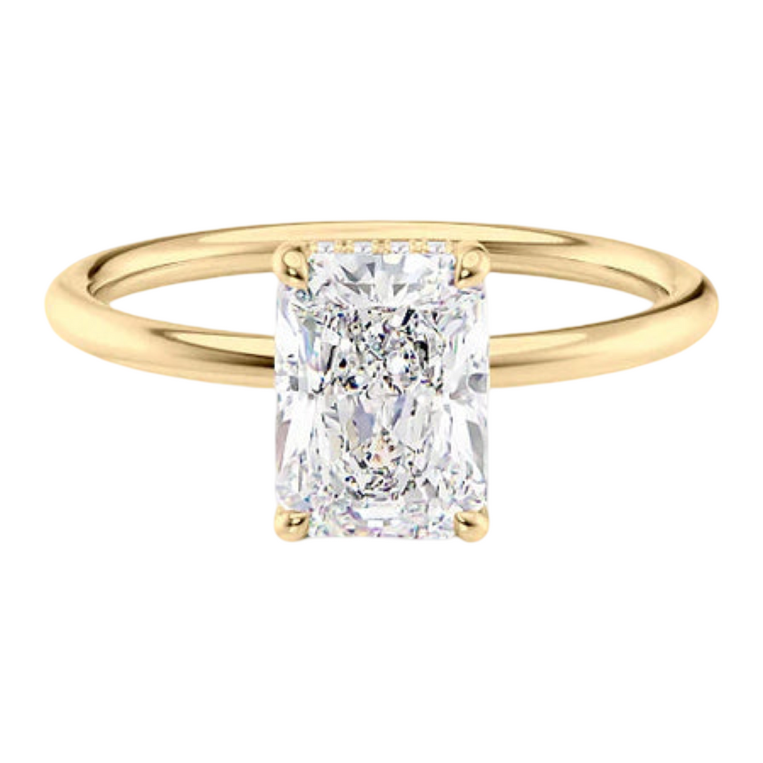 14K Yellow gold Lab grow Diamond Radiant Cut 1.51 ct Ring