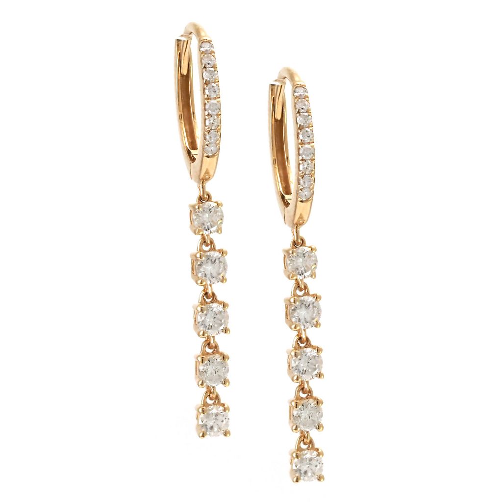 0.50 Ct Mini Hoop Earring With Drop Diamonds
