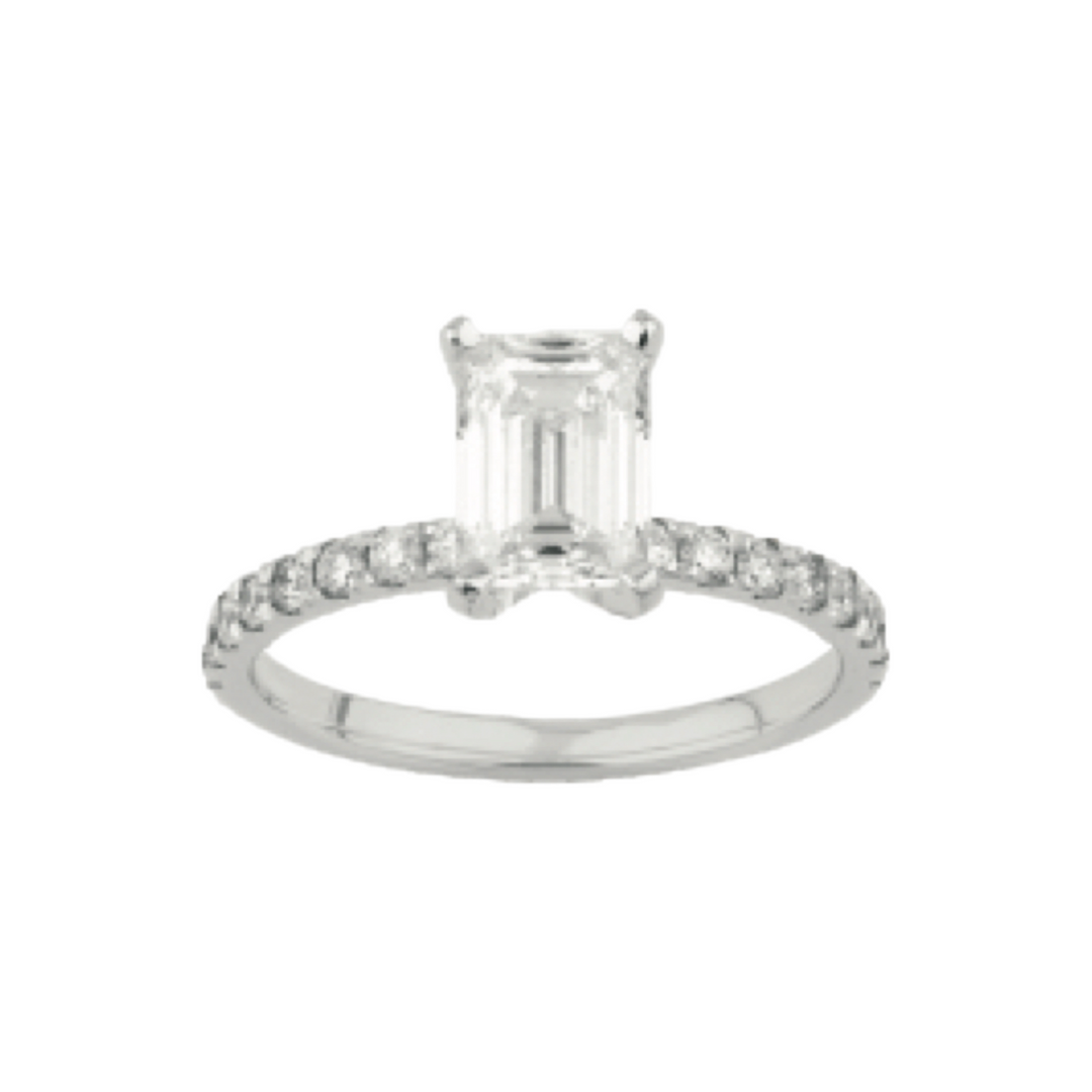 14K White gold Lab grow Diamond Emerald Step 1.59 ct Ring