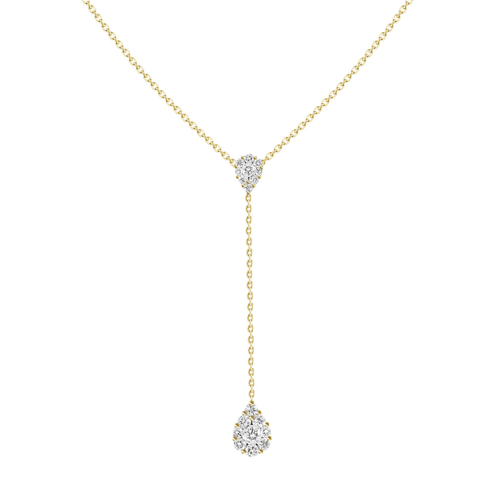 18K Yellow Gold and 0.42 ct natural diamond Necklace Lariat