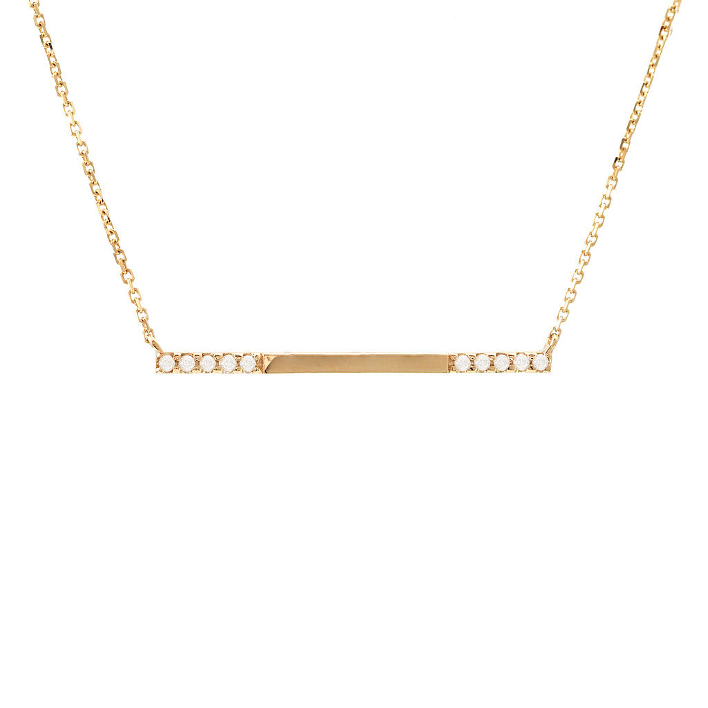 14K Bar Round Prong Diamond Necklace