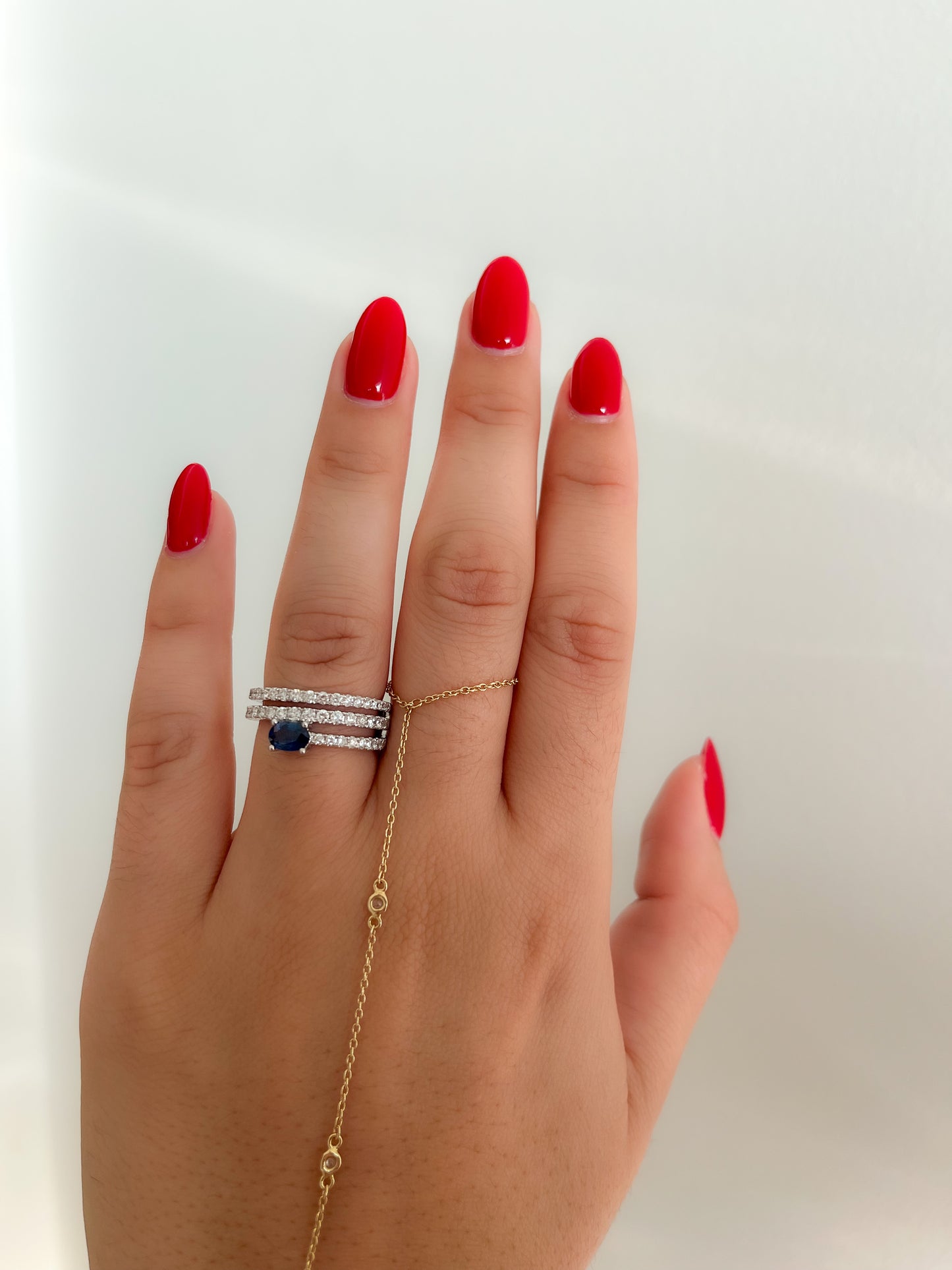 0.88 CT Diamond + 0.64 Sapphire Ring