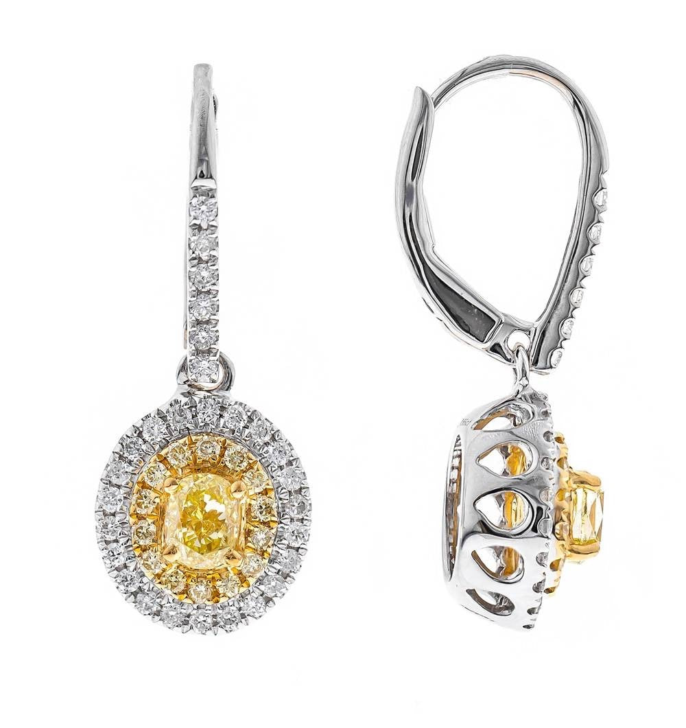 18K TWO TONES FANCY YELLOW DIAMOND-YD EARRING