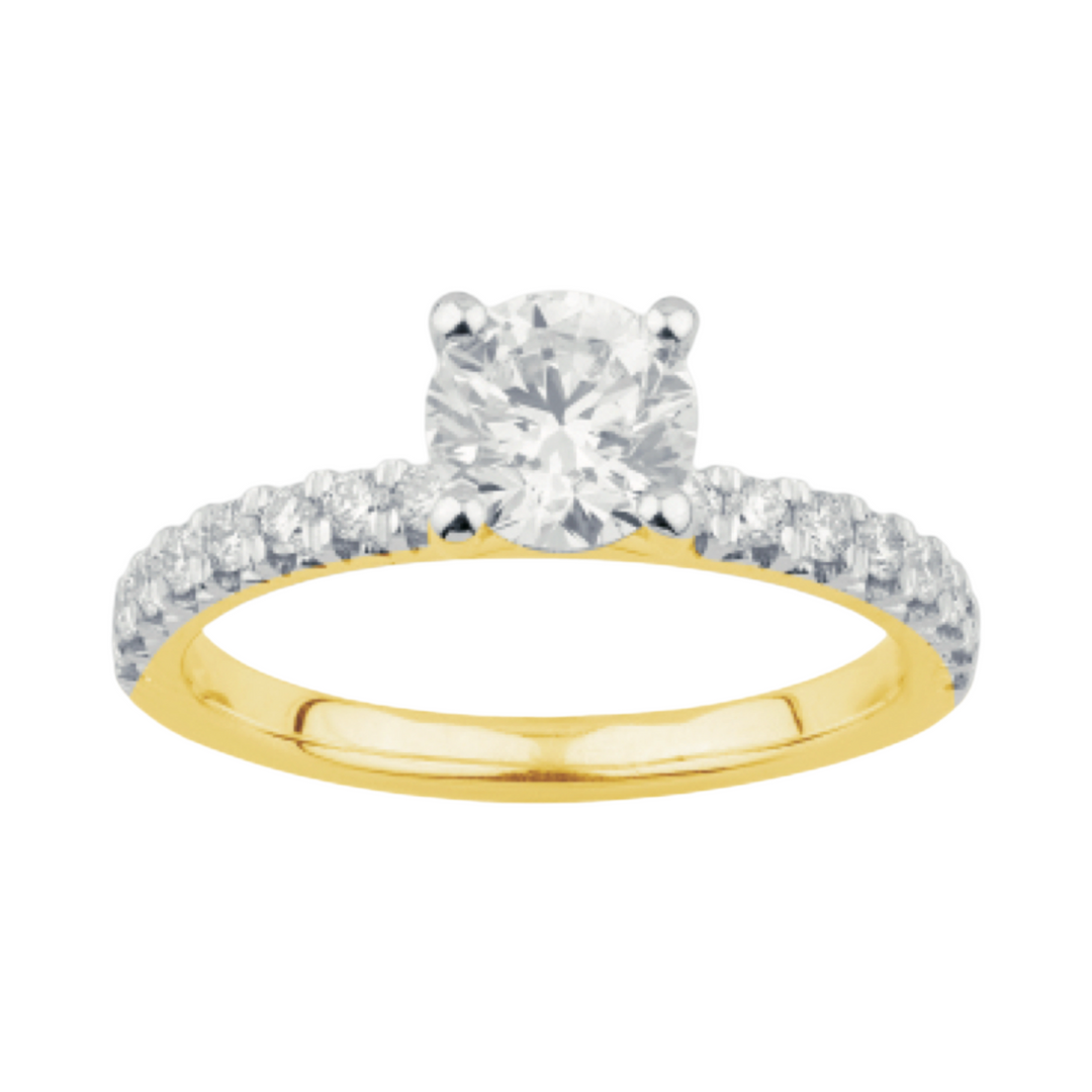 14K Yellow gold Lab grow Diamond 1.05 ct Ring