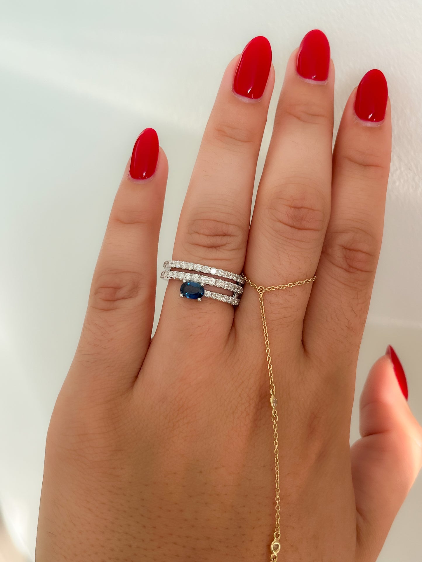 0.88 CT Diamond + 0.64 Sapphire Ring