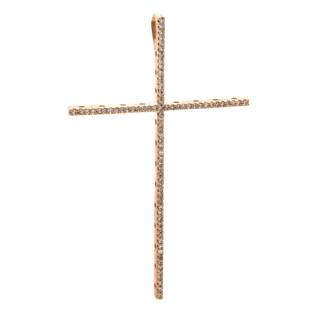 0.25 Ct Diamond Cruz 14k Rose gold Pendant Cross – Lorena