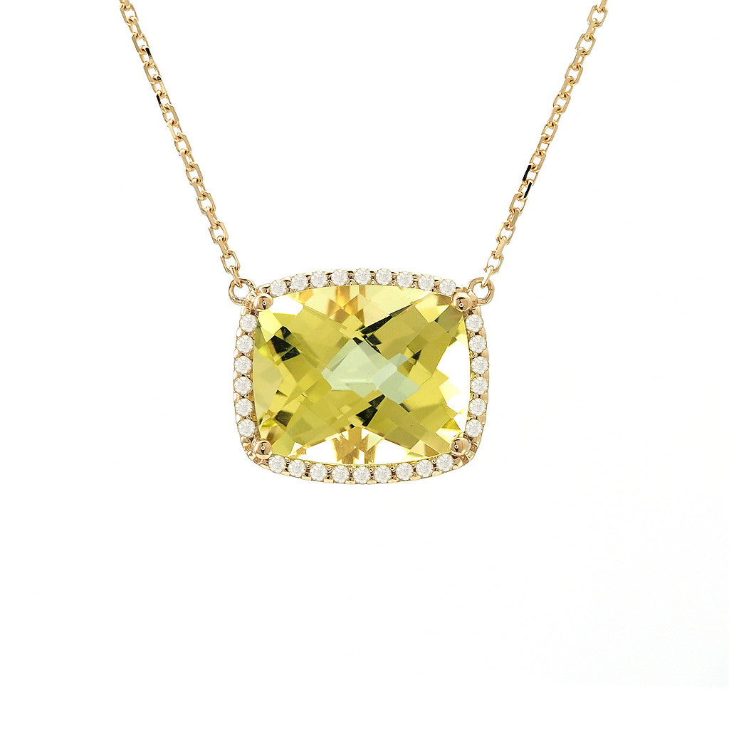 14K Yellow Gold Classic Prong Prong Lemon Quartz Necklace