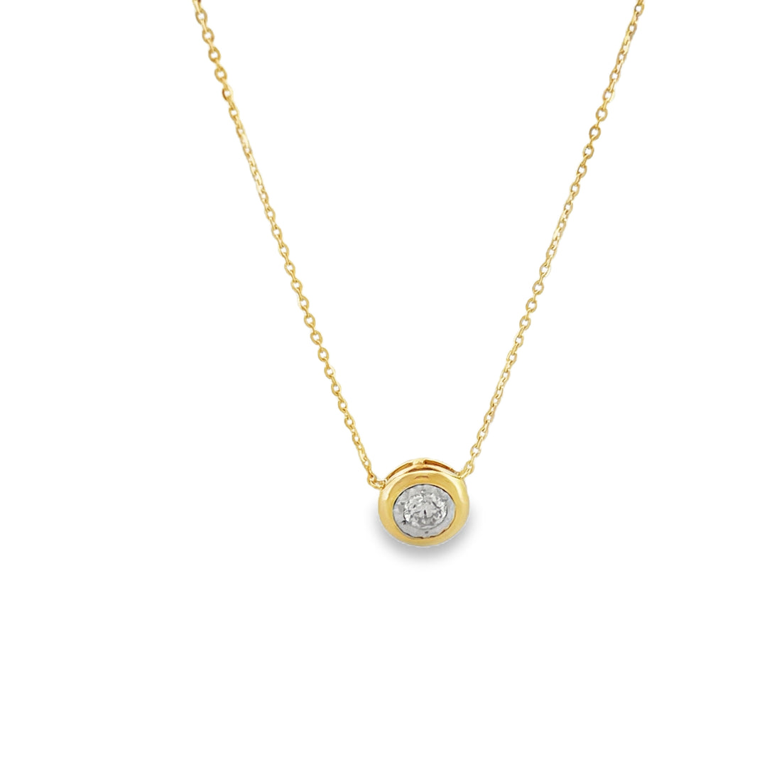 14K Yellow Gold Diamonds 0.20ct bezel Punto de Luz Necklace