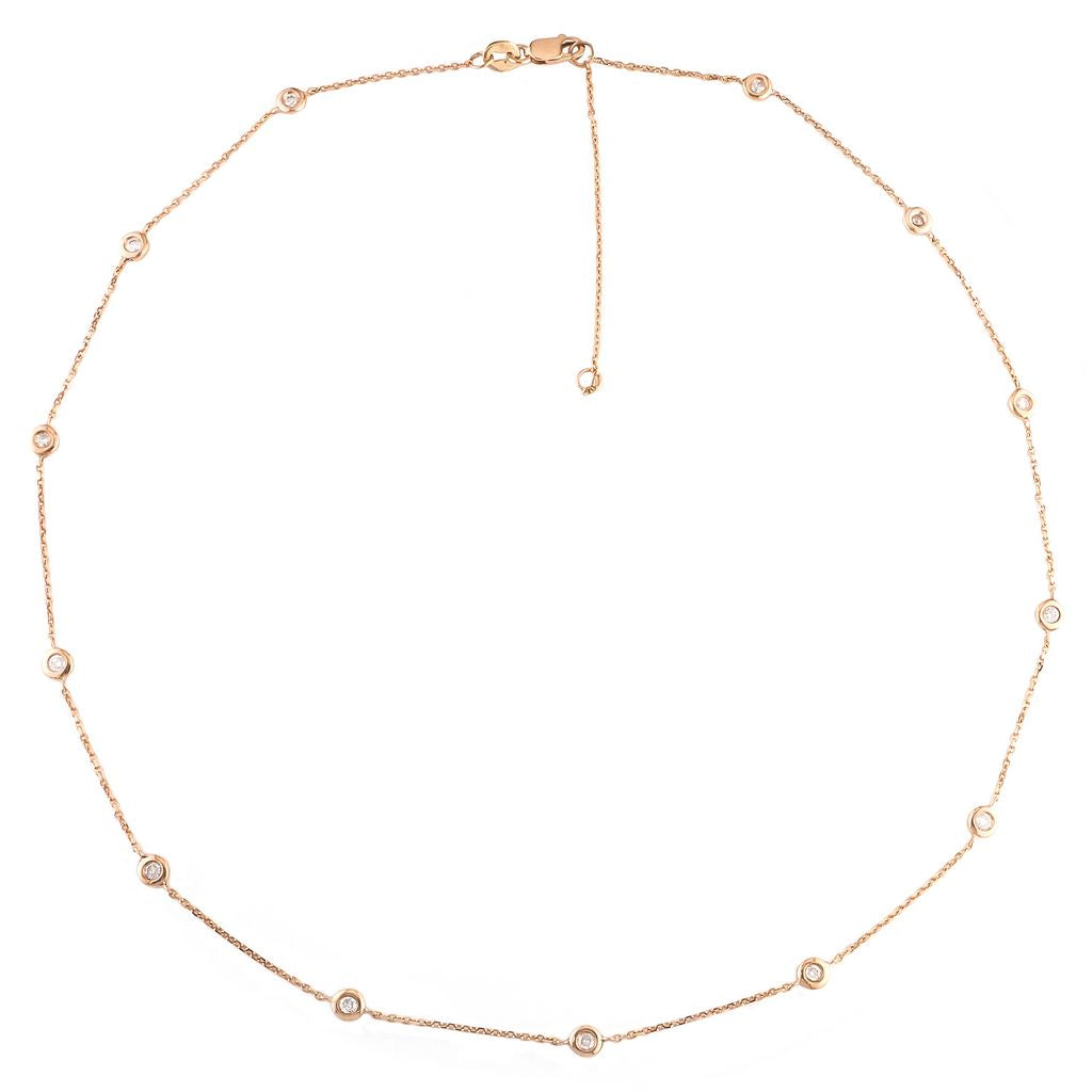 14K By The Yard Round 0.50 Ct Bezel Diamond Necklace