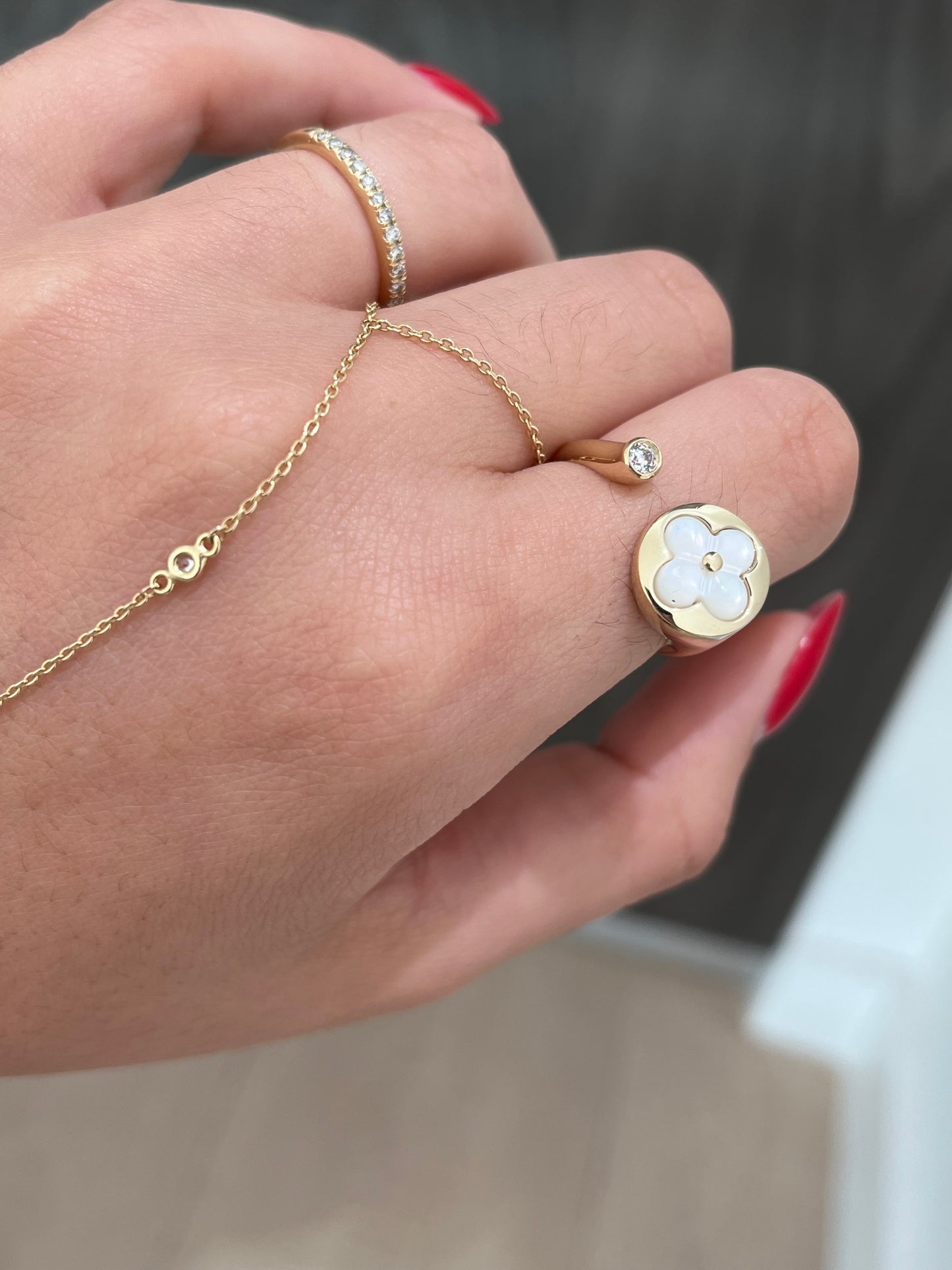 Flor Perla Ring + Cz