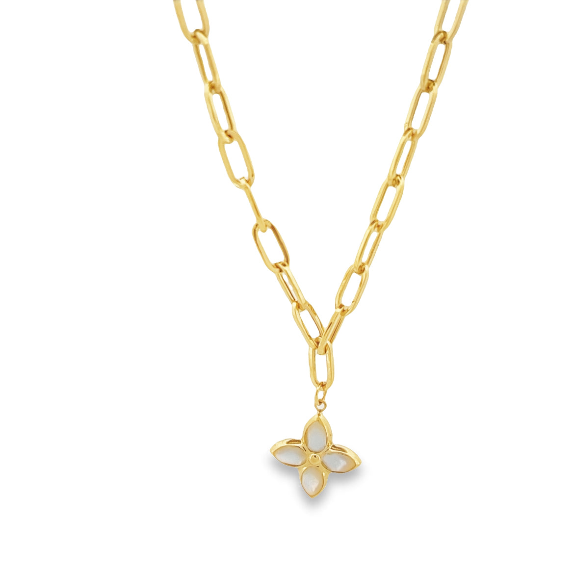 Paper Clip + Flor Perla Necklace