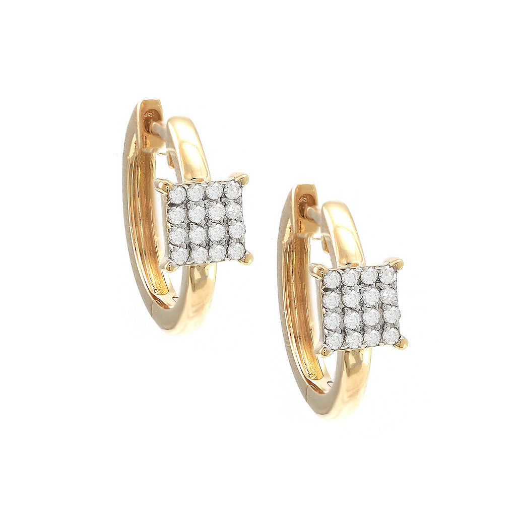 14K Yellow Gold Huggy Micro Pave Diamond Hoops Earrings