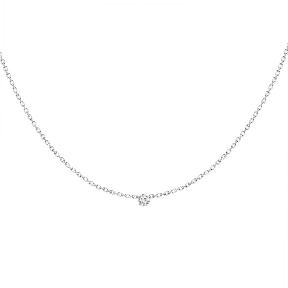 14K White Gold (Punto de Luz ) 0.10 ct Diamond Necklace