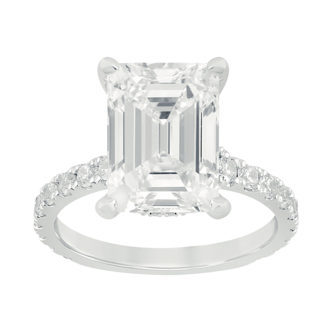 14K White gold Lab grow Diamond Radiant cut 5.04ct Ring