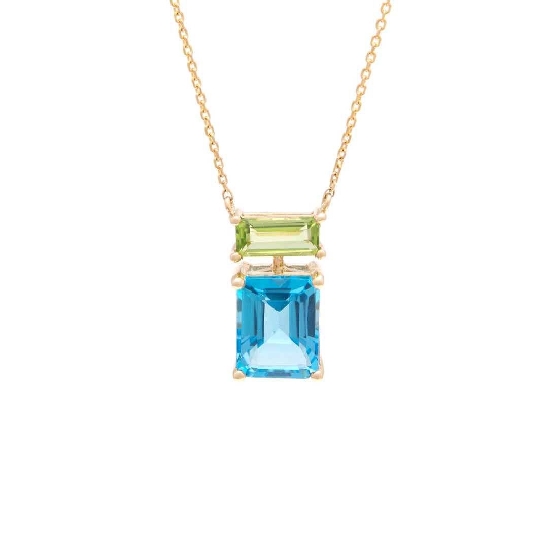 14K Peridot stone and blue topaz stone size 16-18