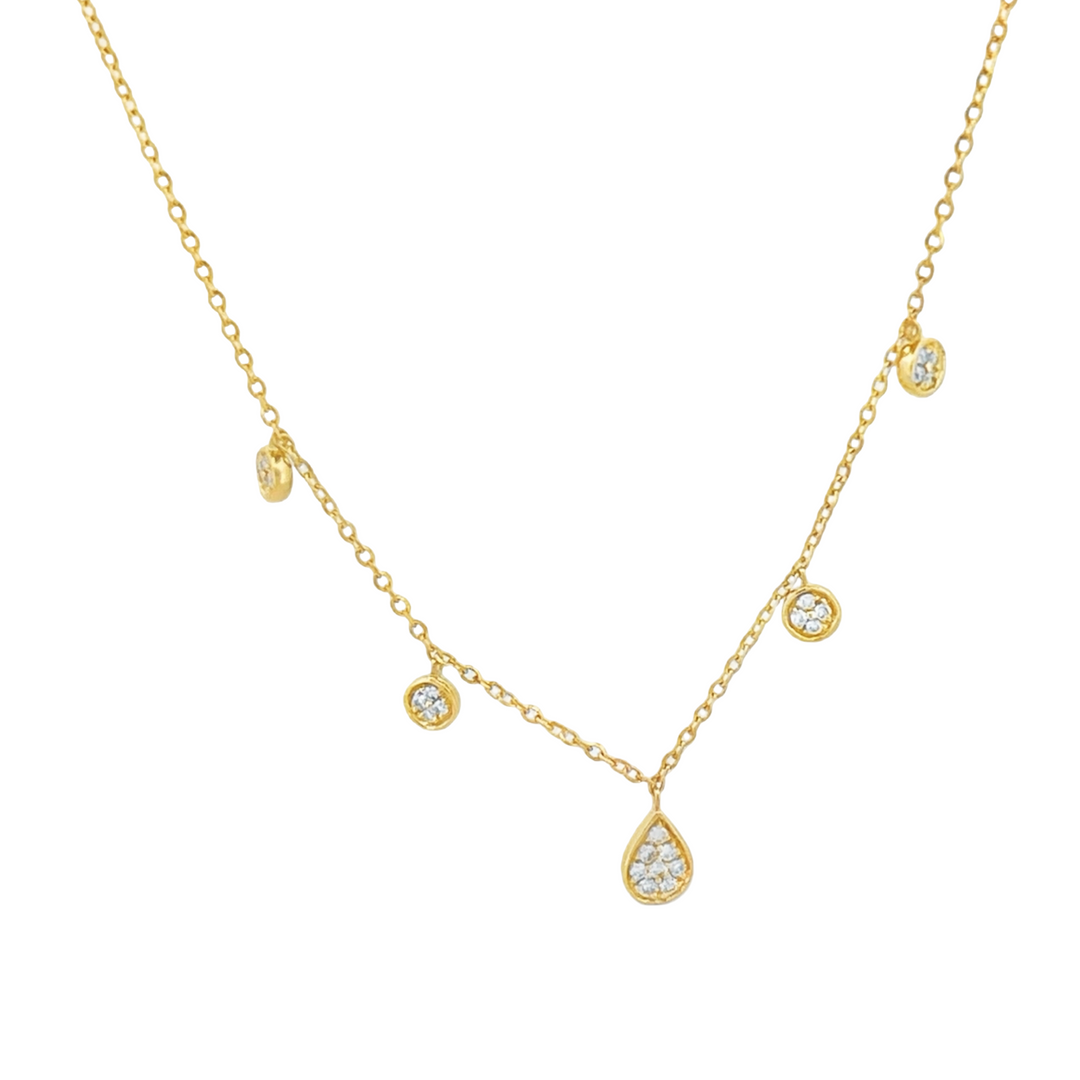 14K Yellow Gold Diamonds 0.10ct Charms Necklace