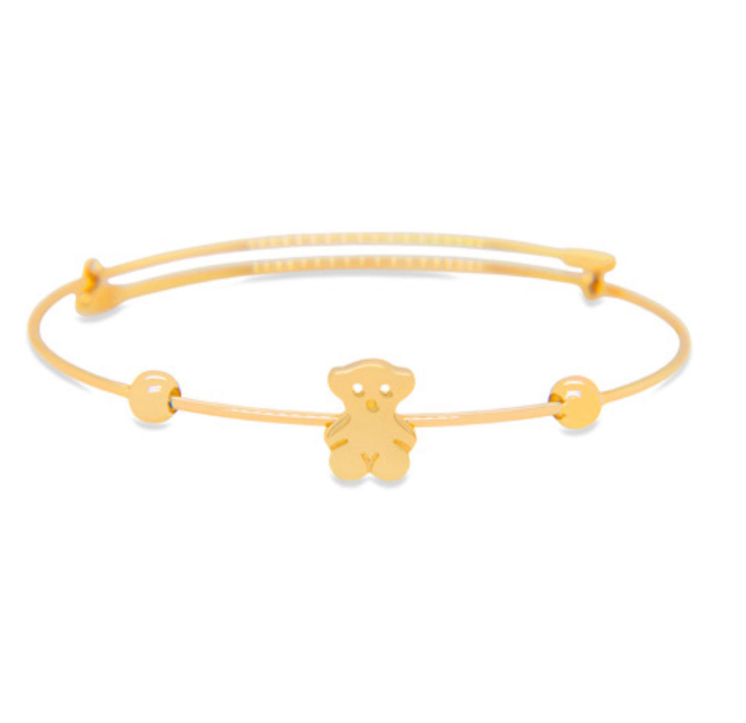 14K Yellow Gold Bear Bracelet Oso Bangle