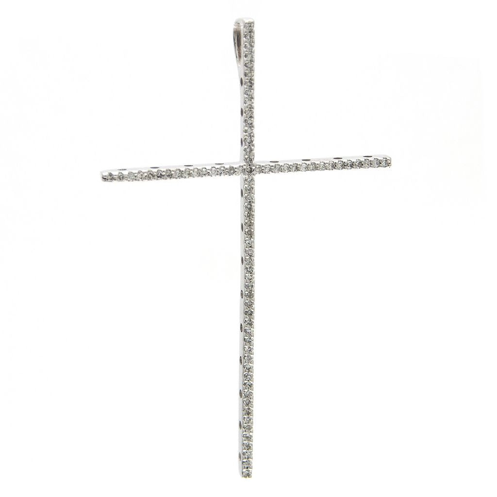 0.20 Ct Diamond Cruz 14k white gold Pendant Cross