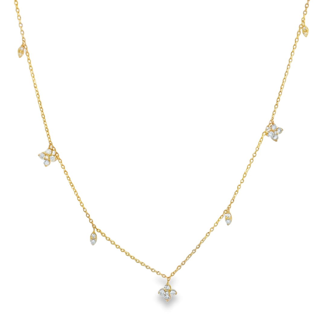 14K Yellow Gold Diamonds 0.30ct Charms Necklace