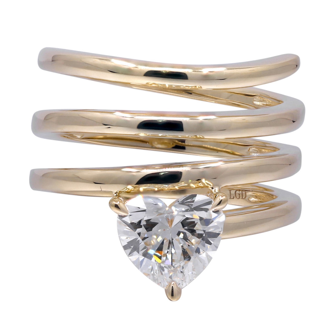 14Kt Yellow Gold Spiral Heart Lab Grow Diamond Ring