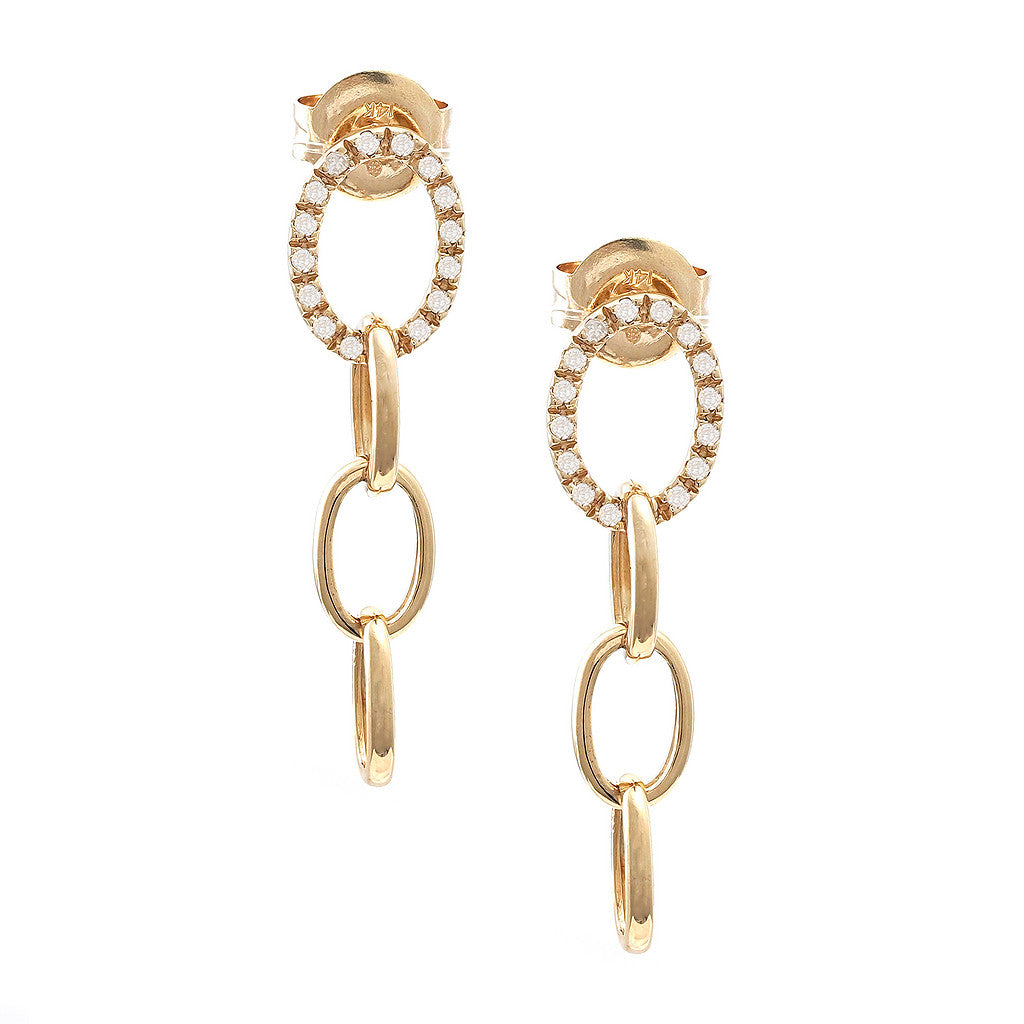14K Diamond Drop Chain Earring