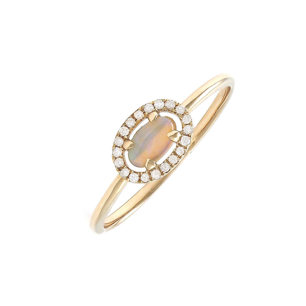 14K Opal And Diamond Ring