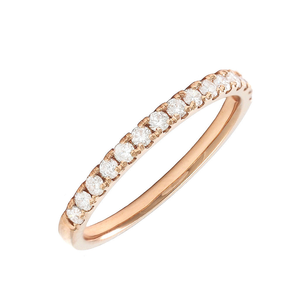 18K Rose Gold Diamond 2mm Band Ring