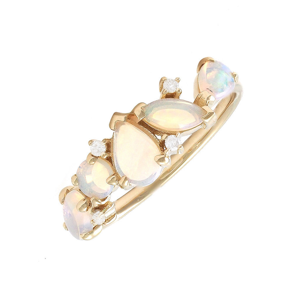 14K Opal And Diamond Ring