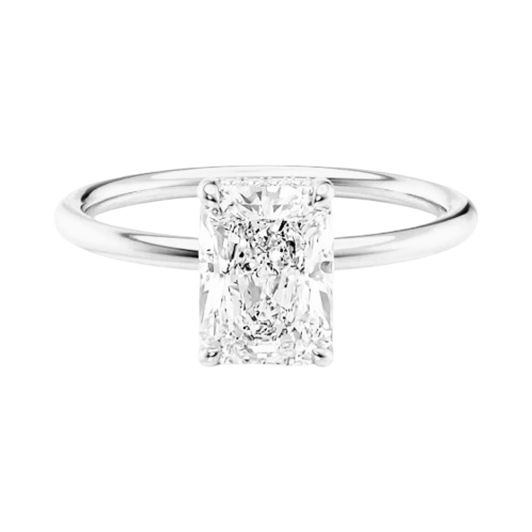 14K White gold Lab grow Diamond Radiant Cut 2.03 ct Ring