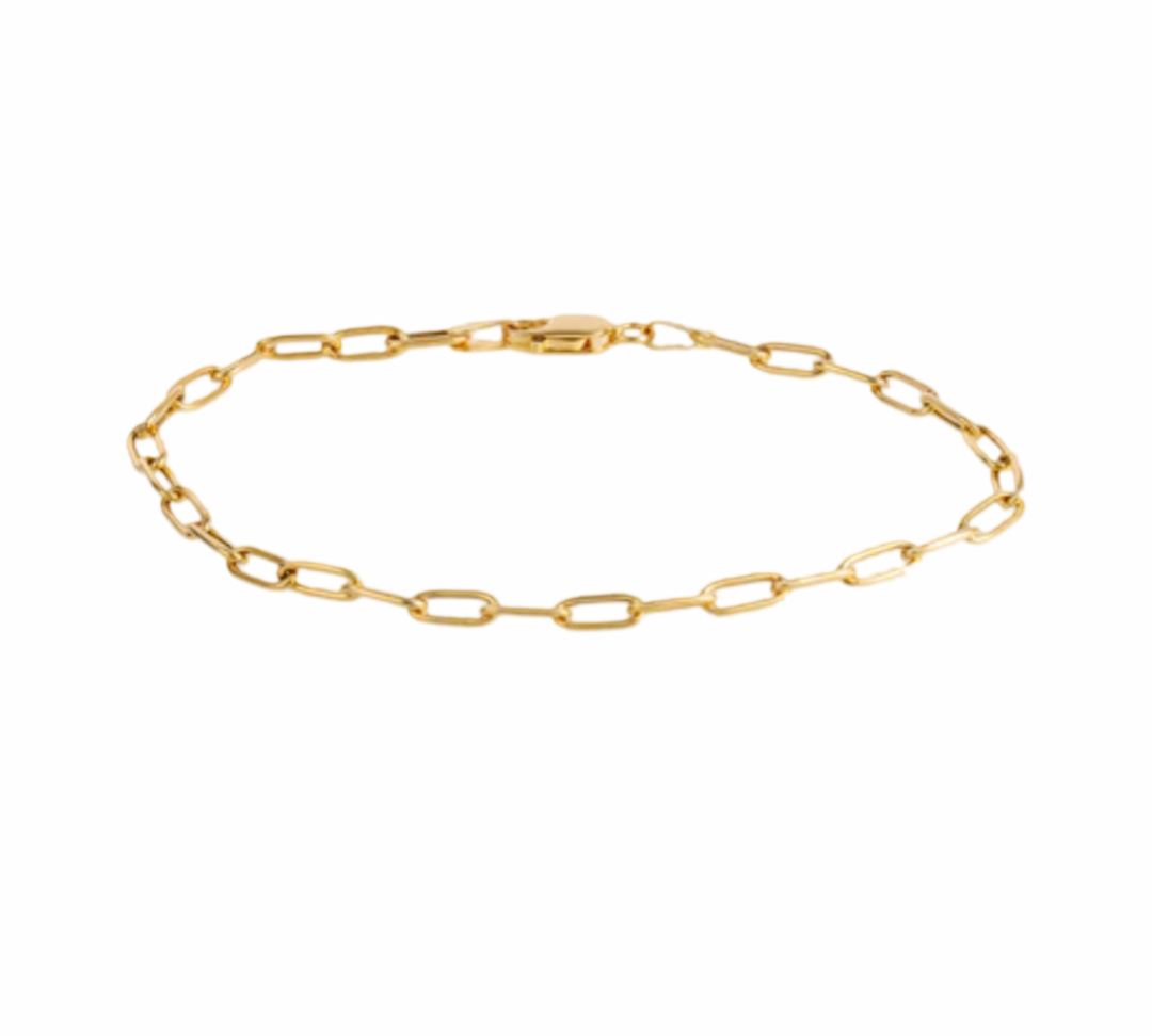 14KT 3.5MM GOLD ROUND PAPER CLIP BRACELET