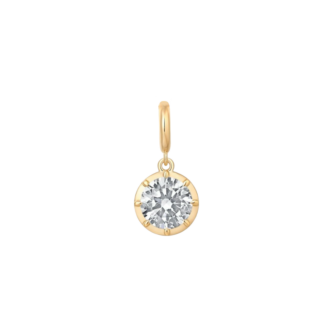 14K Yellow Gold Round Bezel Lab Grow Diamond Clip Charm