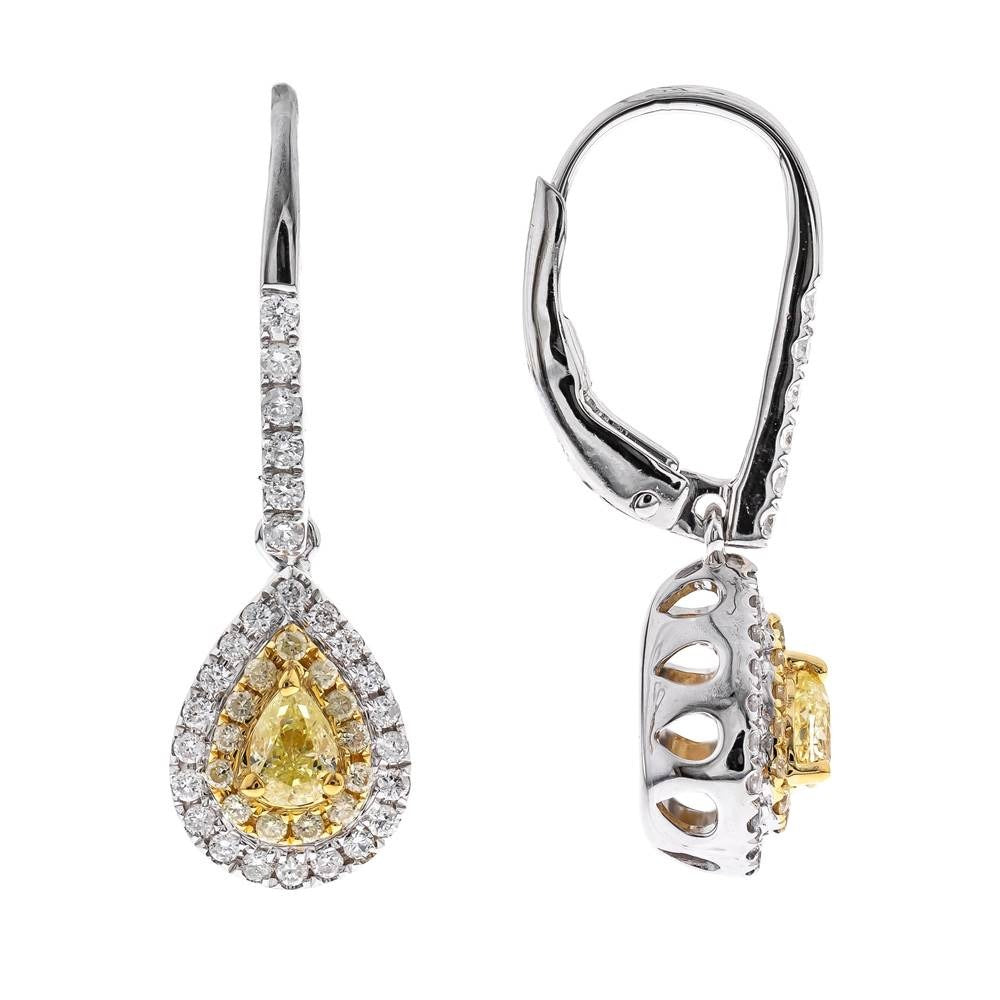 18K TWO TONES FANCY YELLOW DIAMOND-YD EARRING