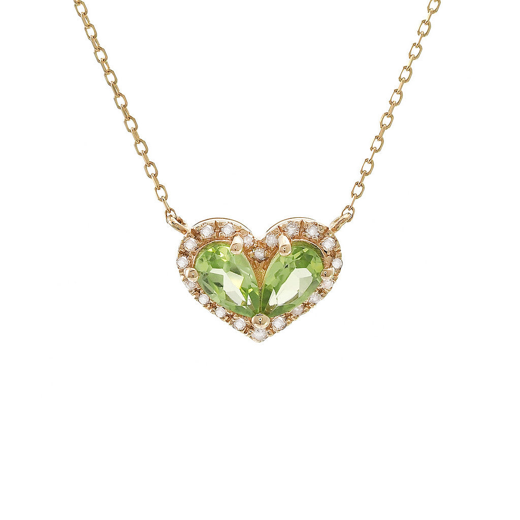 Diamond + Peridot Heart Shape Necklace