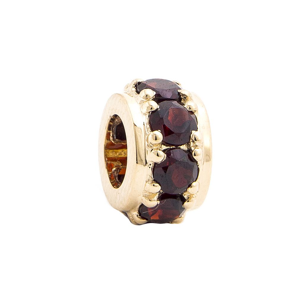14K Yellow Gold Rondel Round Prong Garnet Pendant
