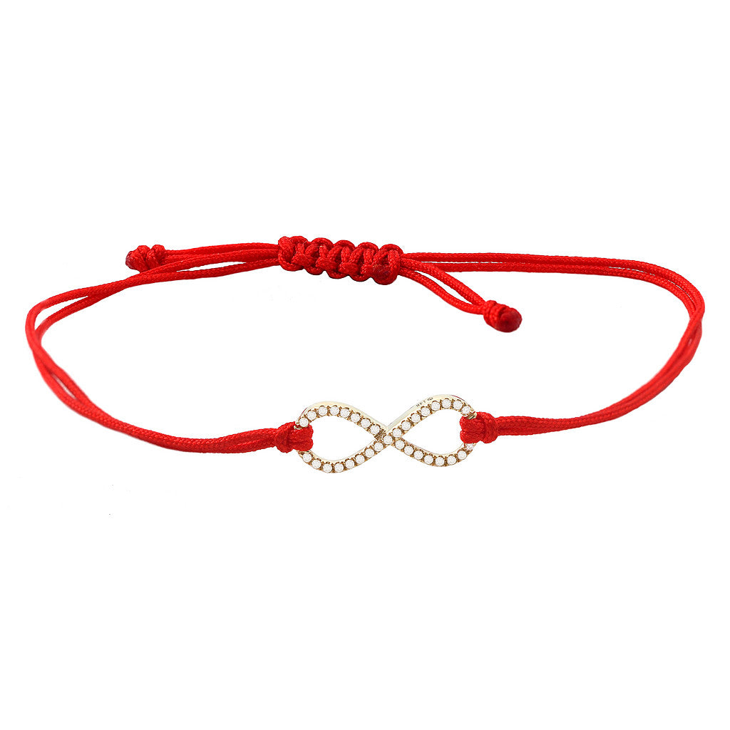 14K Diamond Infinity Bracelet With Red Cord