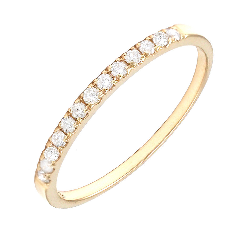 14K Band Yellow Gold Round Prong Diamond Ring