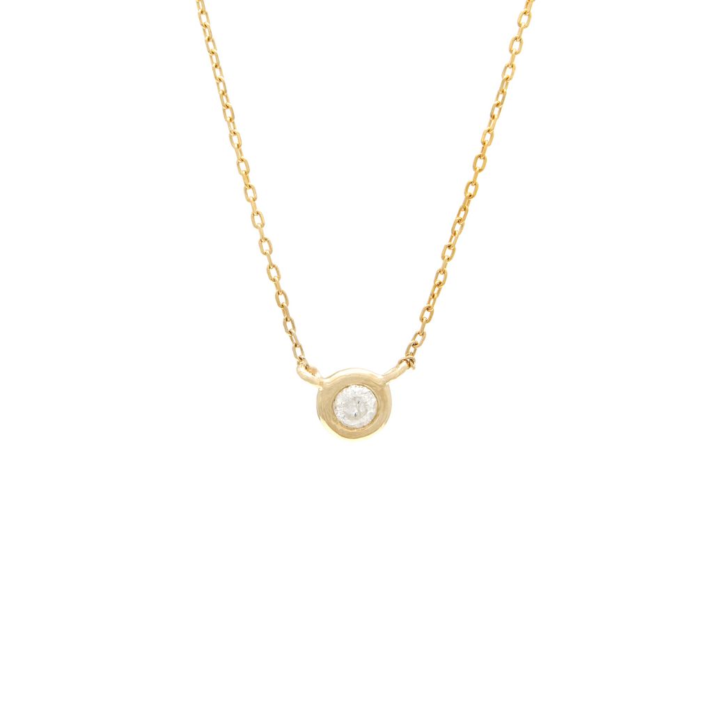 14k Bezel Diamond Necklace 4.4mm