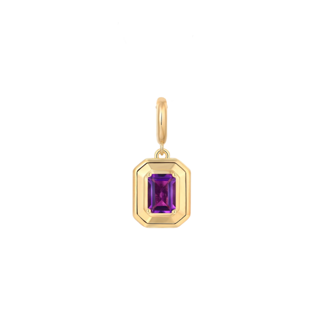 14K Yellow Gold February Stone Amethyst Clip Pendant