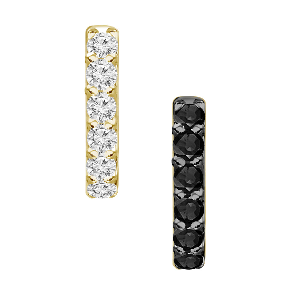 14K Yellow Gold Hoops Regular Diamonds on Front and Black Diamonds on Back Earrings