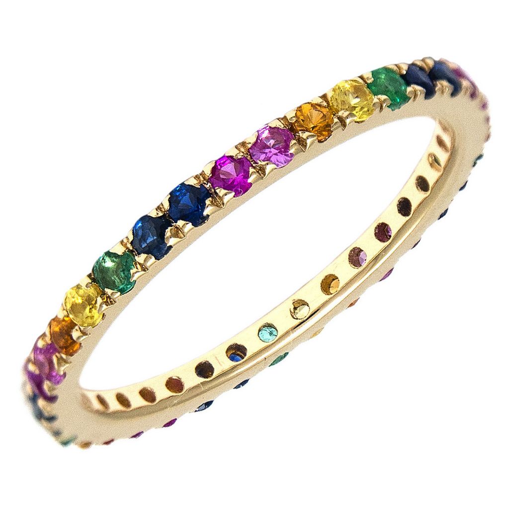 14K Eternity Round Prong Milti-Gem Ring