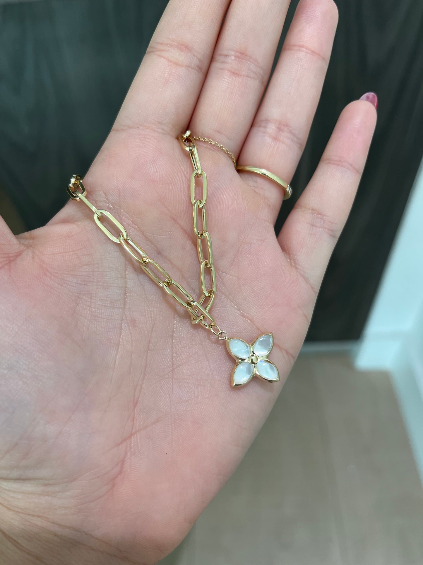 Paper Clip + Flor Perla Bracelet