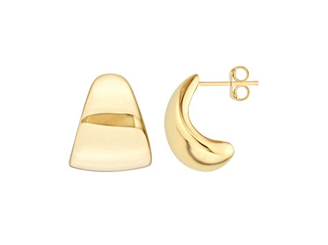 14K Yellow Gold Plain Push Back Earrings