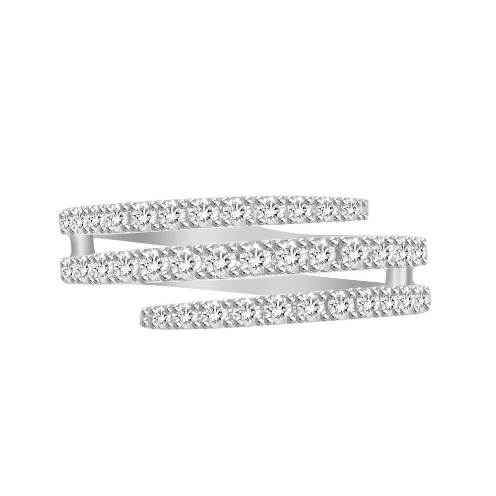 18K White Gold Diamond Spiral Ring