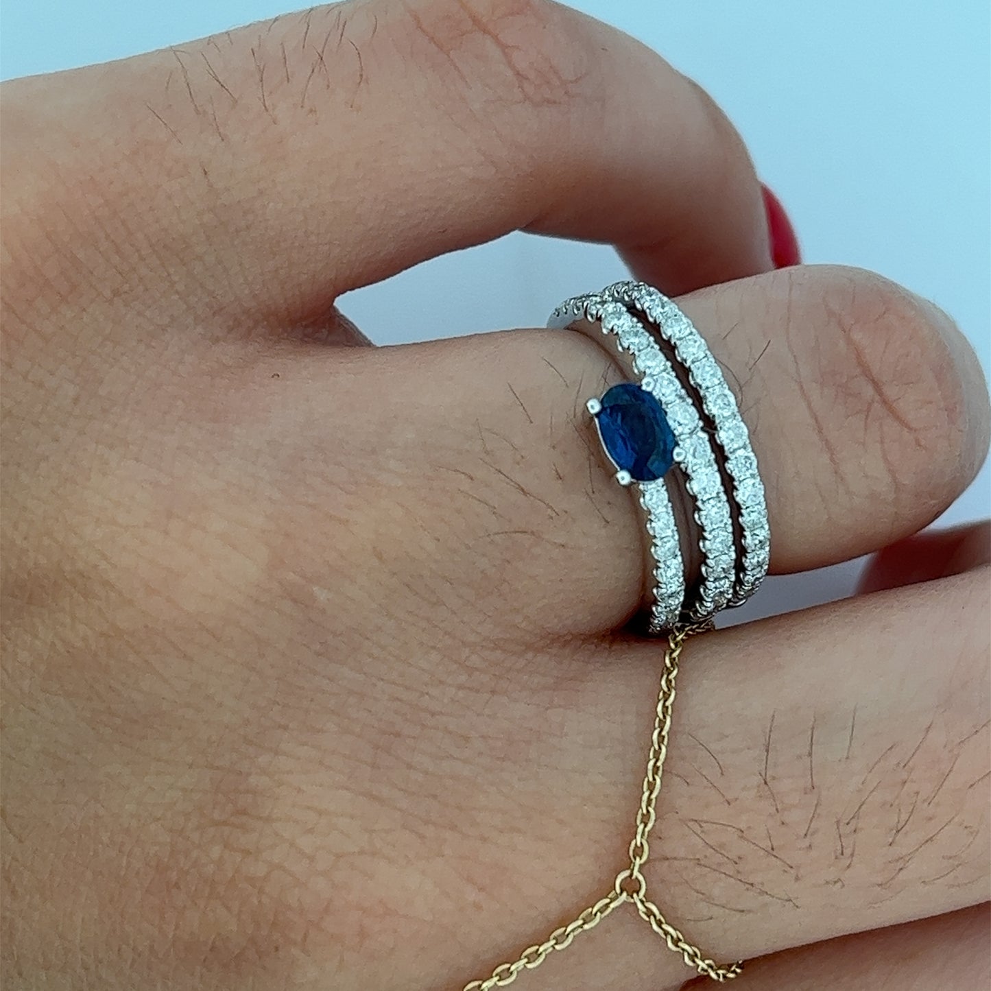 0.88 CT Diamond + 0.64 Sapphire Ring