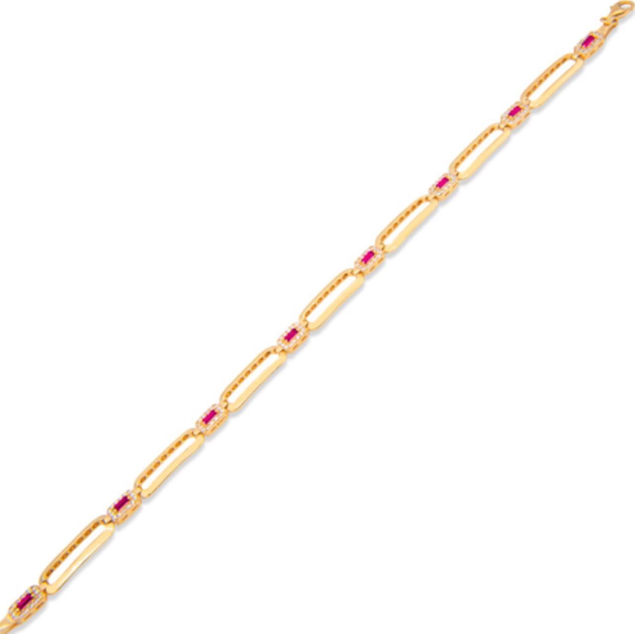 Square + Red Stone Bracelet
