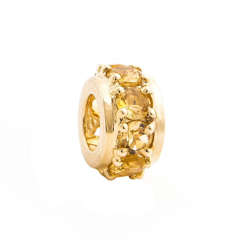 14K Yellow Gold Rondel Round Prong Citrine Pendant