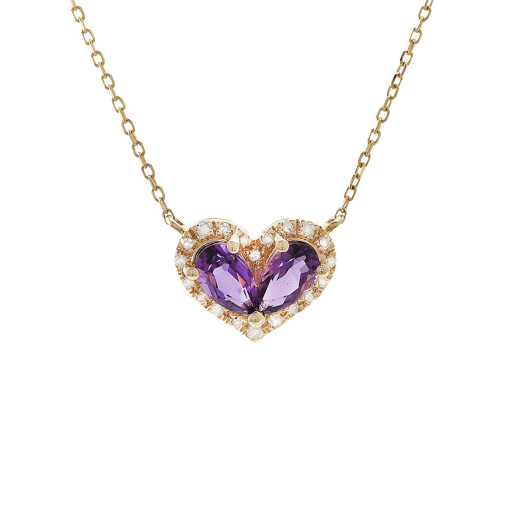 Diamond + Amethyst Heart Shape Necklace